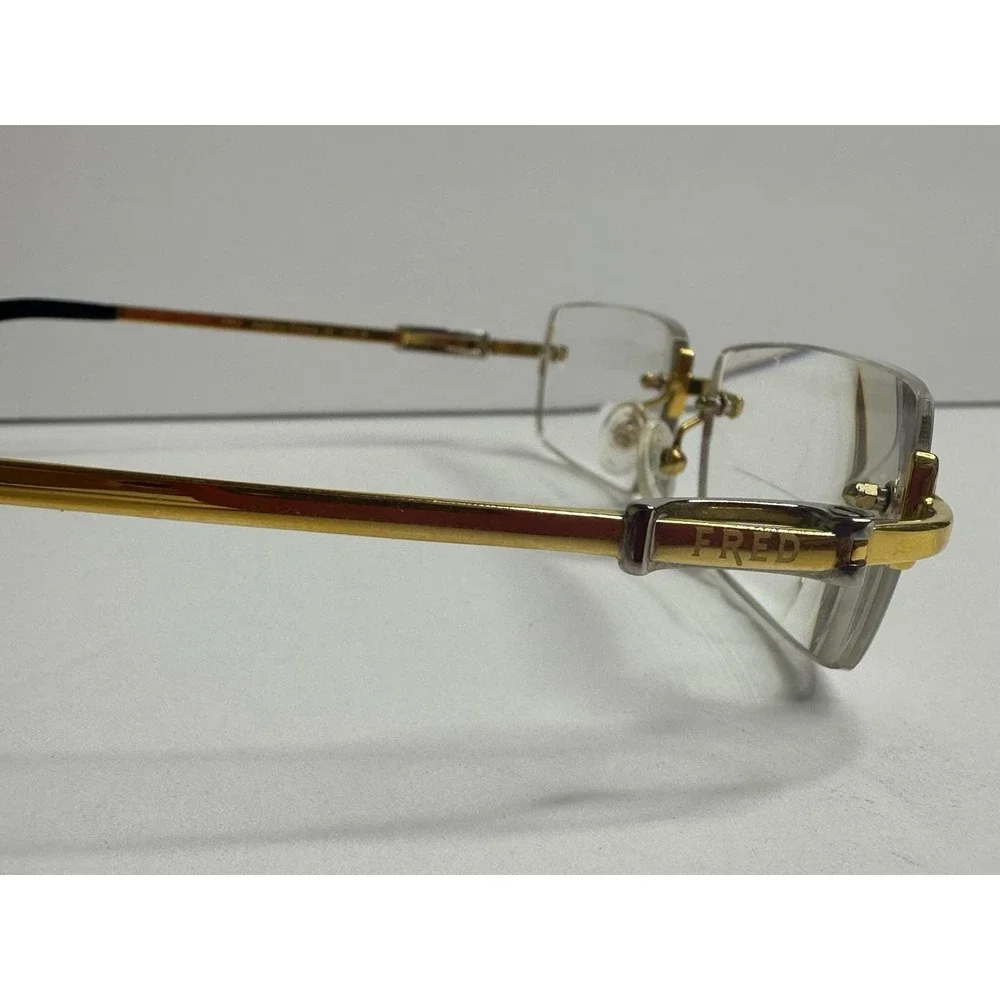Vintage Fred ABERDEEN 006 Platinum-Gold Rimless Eyeglasses FRAMES Genuine 732518